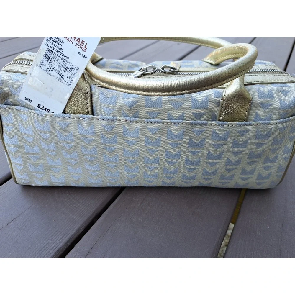 VTG Michael‎ Kors Italian Jacquard Gold Leather Trim Satchel Handbag Wallet NWT